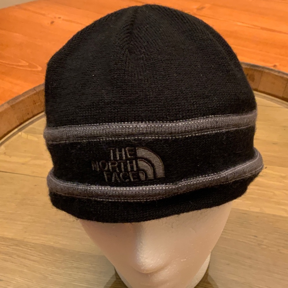 The North Face Black and Gray Knit Hat